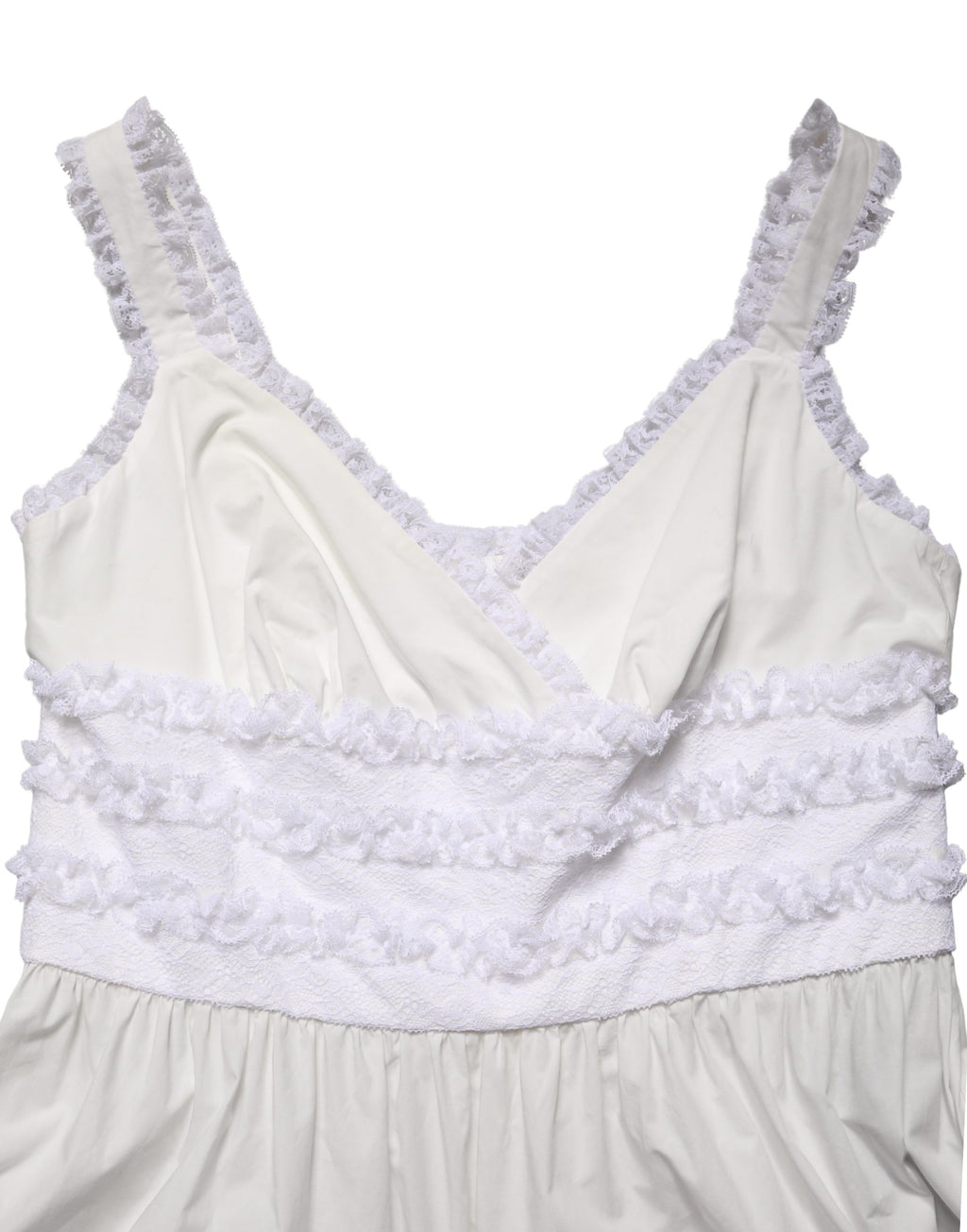 Dolce & Gabbana White Cotton Sleeveless Lace Maxi Dress