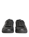 Dolce & Gabbana Black Leather Low Top Lace Up Sneakers Shoes