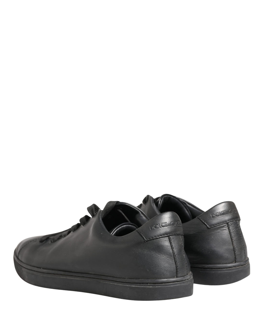 Dolce & Gabbana Black Leather Low Top Lace Up Sneakers Shoes