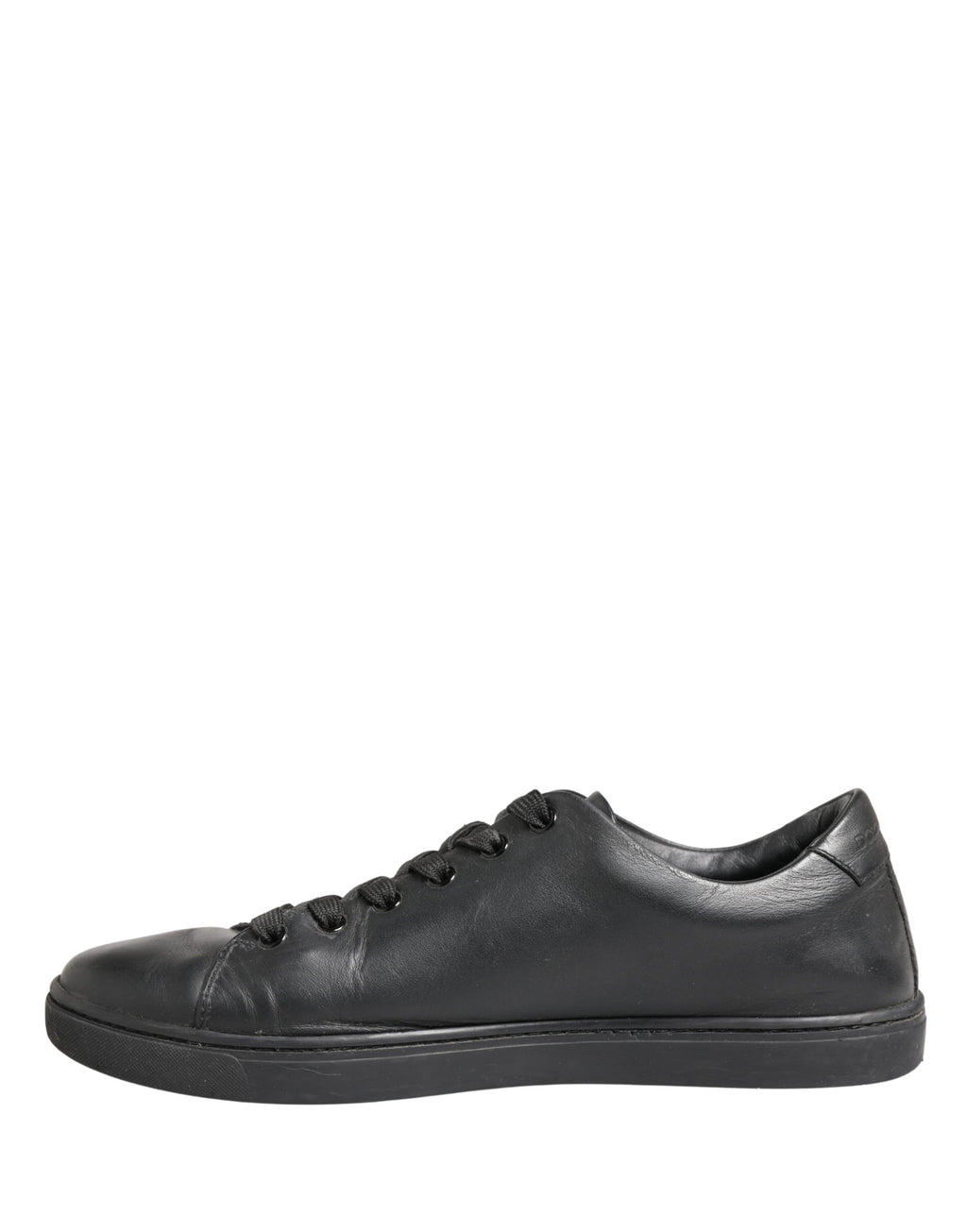 Dolce & Gabbana Black Leather Low Top Lace Up Sneakers Shoes
