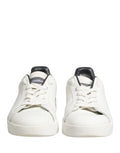Dolce & Gabbana White Black Portofino Leather Sneakers Shoes