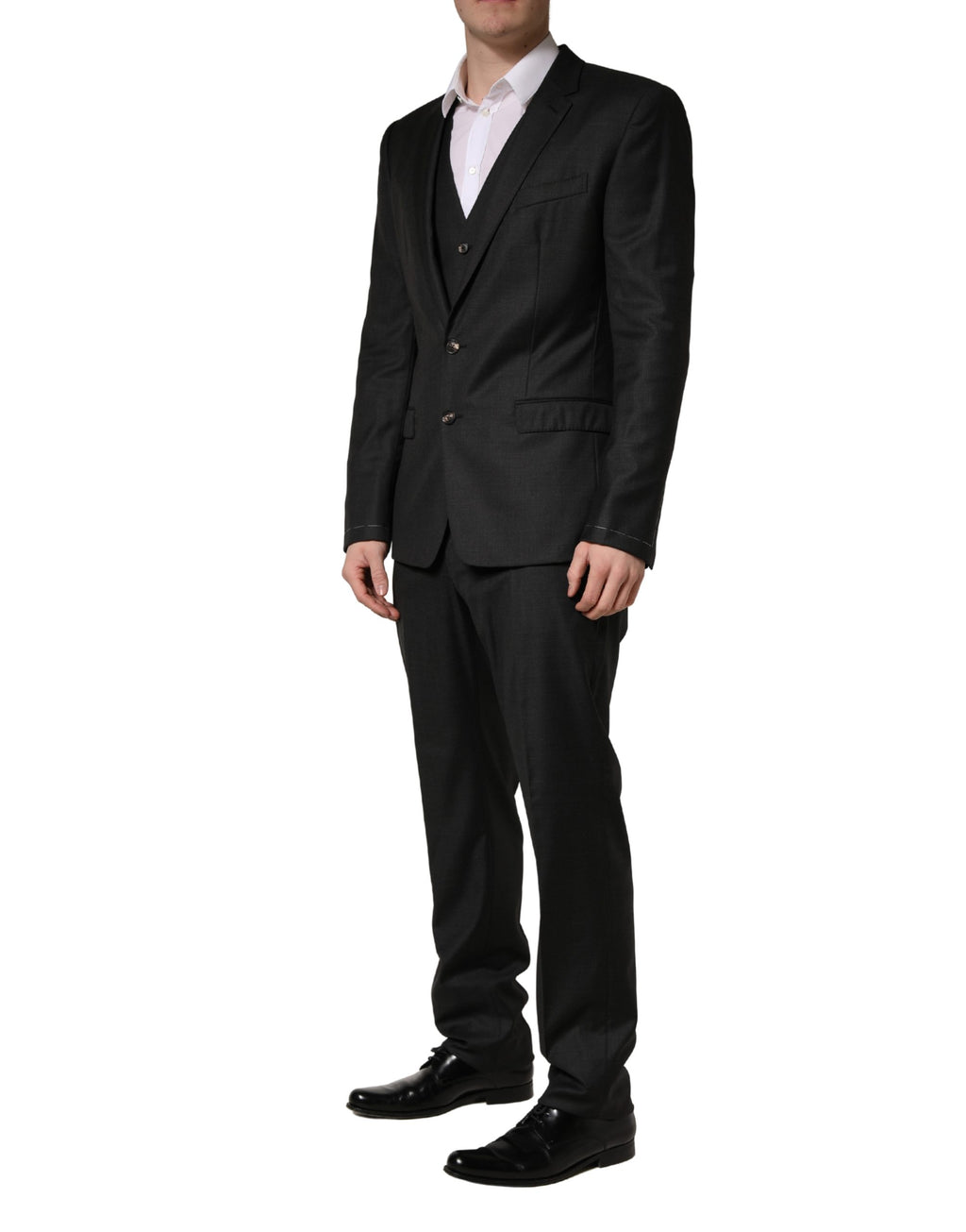 Dolce & Gabbana Dark Gray Wool Slim Fit Formal 3 Piece Men Suit