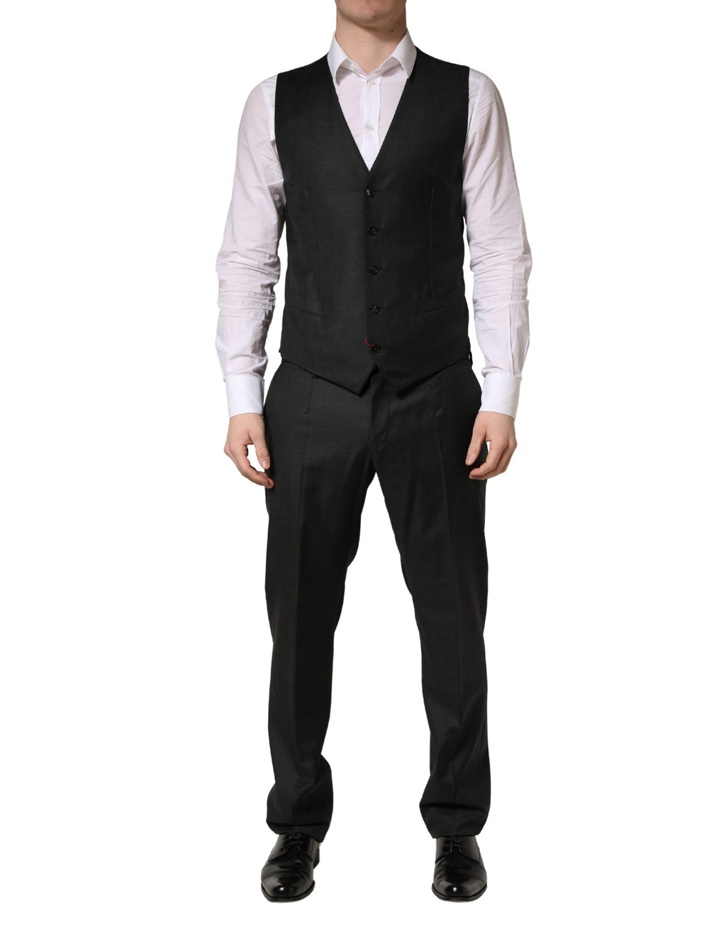 Dolce & Gabbana Dark Gray Wool Slim Fit Formal 3 Piece Men Suit