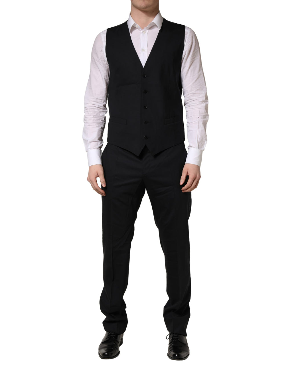 Dolce & Gabbana Dark Blue Wool 2 Buttons Formal 3 Piece Men Suit