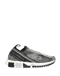 Dolce & Gabbana Silver Crystal Logo Slip On Sorrento Sneakers Shoes