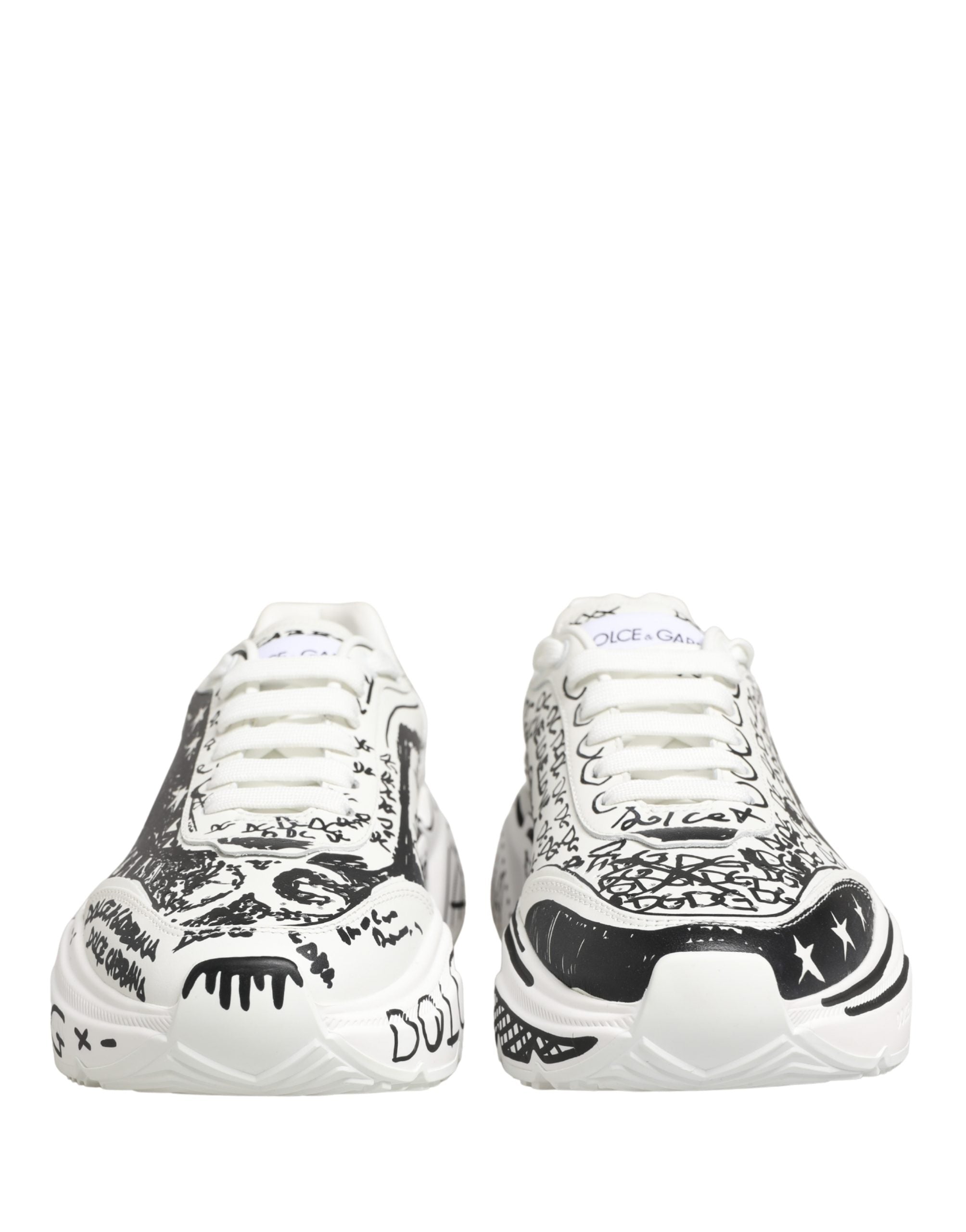 Dolce & Gabbana White Daymaster Graffiti Low Top Sneakers Shoes