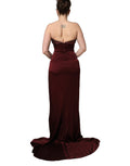 Dolce & Gabbana Maroon Embellished Vneck Evening Gown Dress