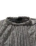 Dolce & Gabbana Silver Rhinestones Long Sleeves Bodysuit Mini Dress
