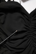 Dolce & Gabbana Black Jersey Calf Length Cut-Out Ruched Dress