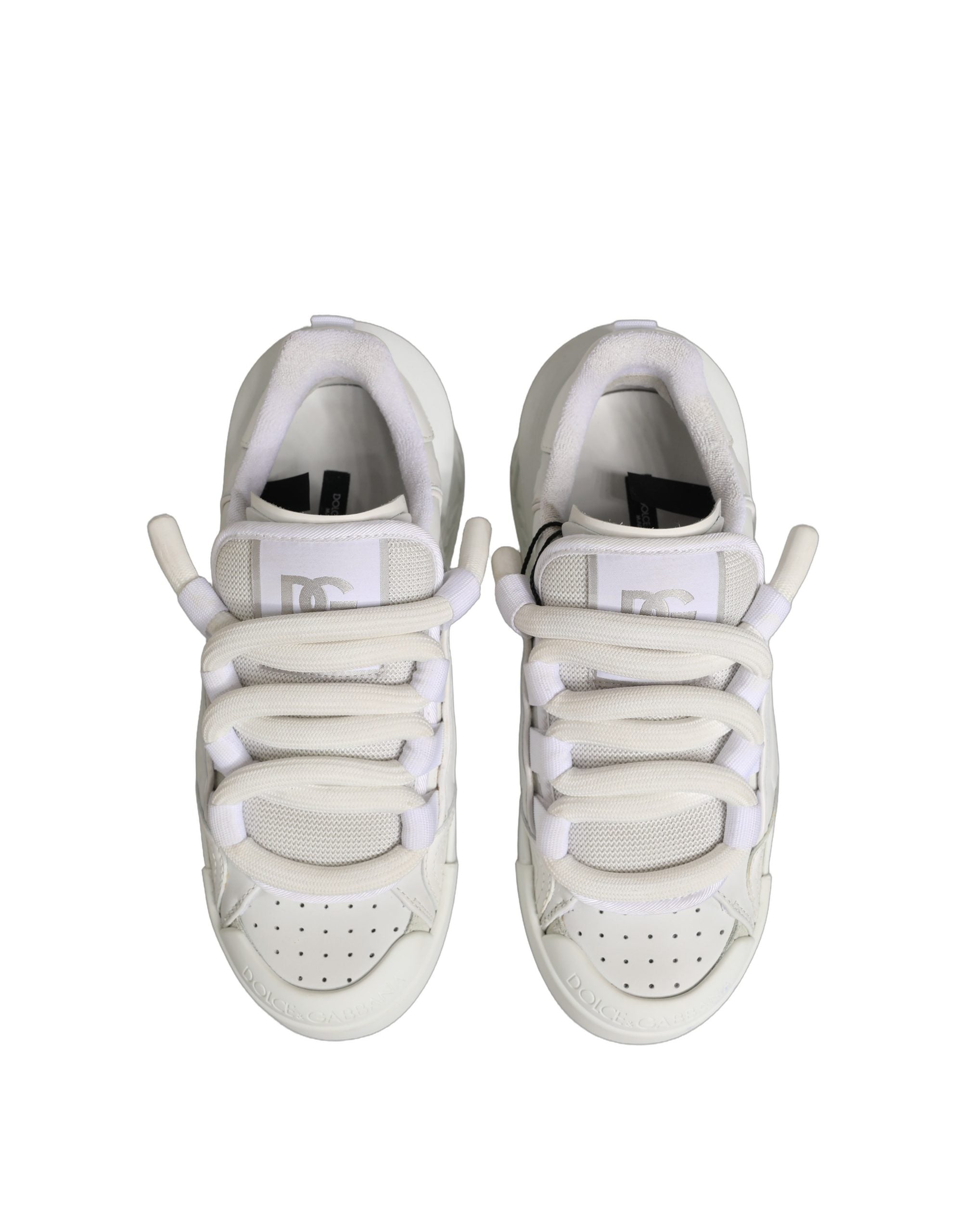 Dolce & Gabbana White Calfskin Leather Low Top Sneakers Shoes