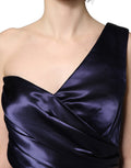 Dolce & Gabbana Navy Blue One Shoulder Evening Gown Dress