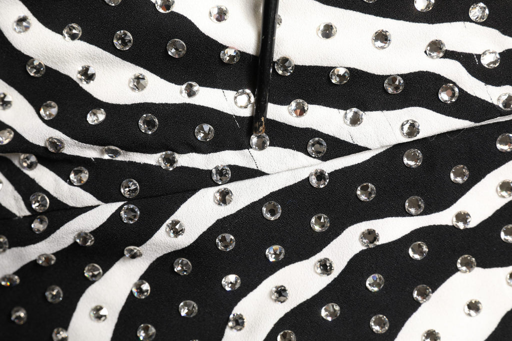 Dolce & Gabbana Black White Zebra Crystal Embellished Dress