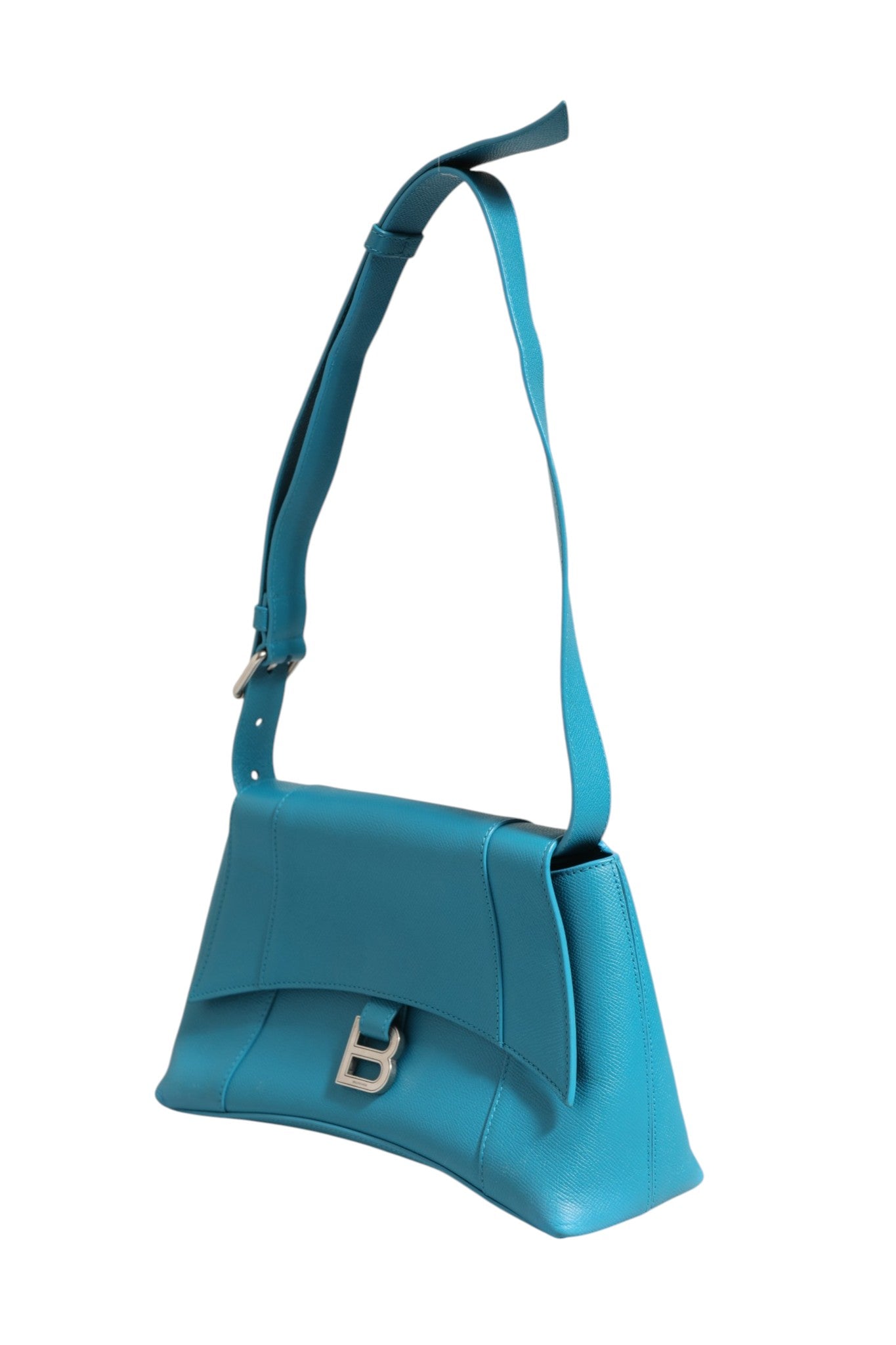 Balenciaga Calfskin S Downtown Blue Shoulder Bag