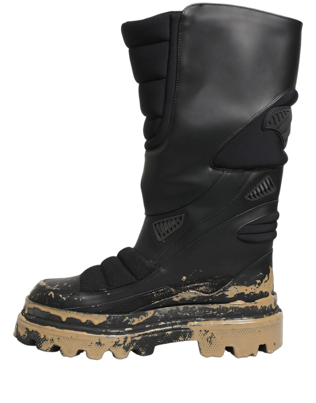 Dolce & Gabbana Black Leather Biker Mid Calf Men Boots Shoes