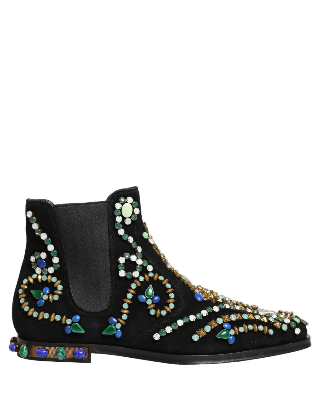 Dolce & Gabbana Black Embellished Chelsea Ankle Boots Shoes