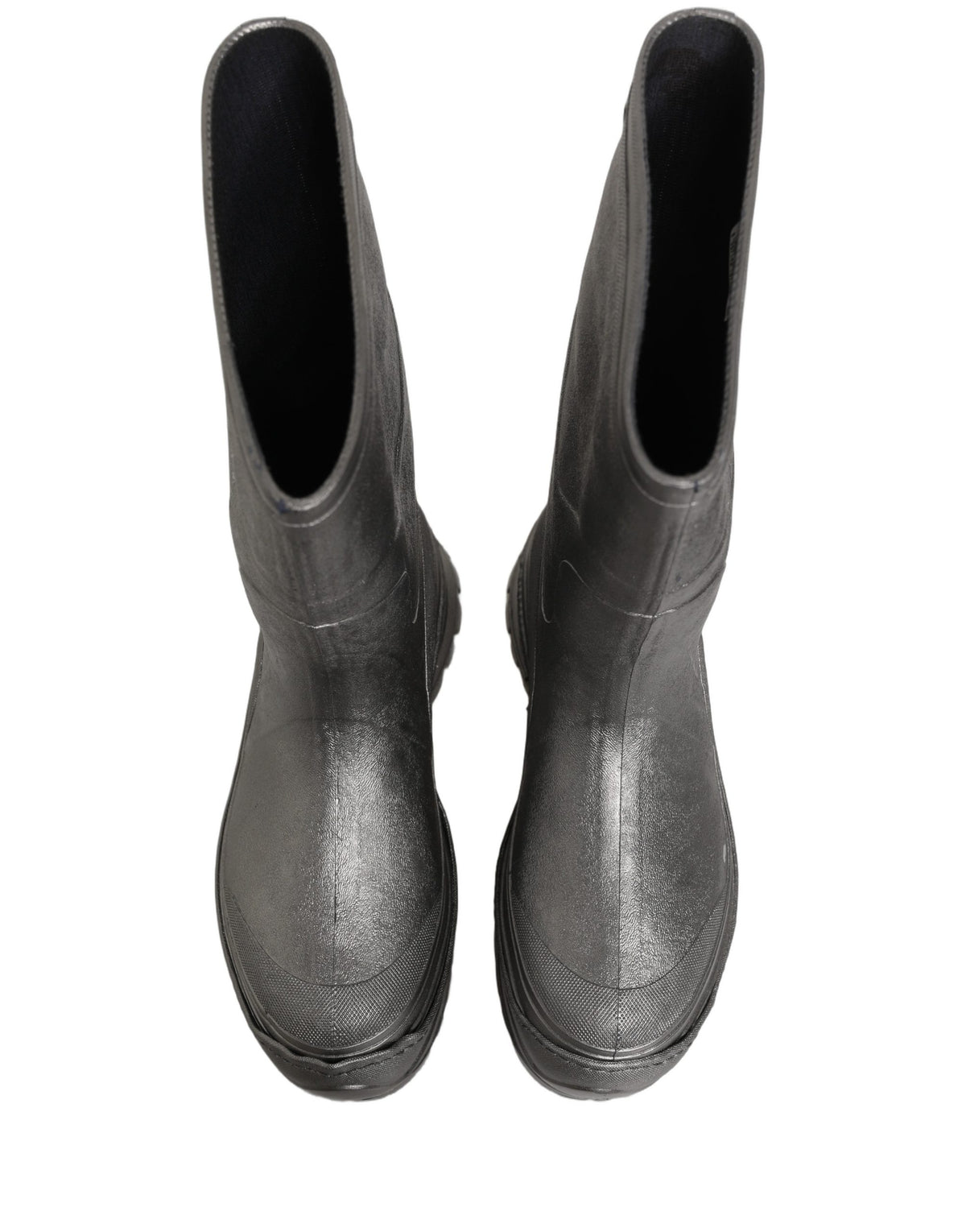 Dolce & Gabbana Metallic Silver Pull On Rain Boots Men Shoes