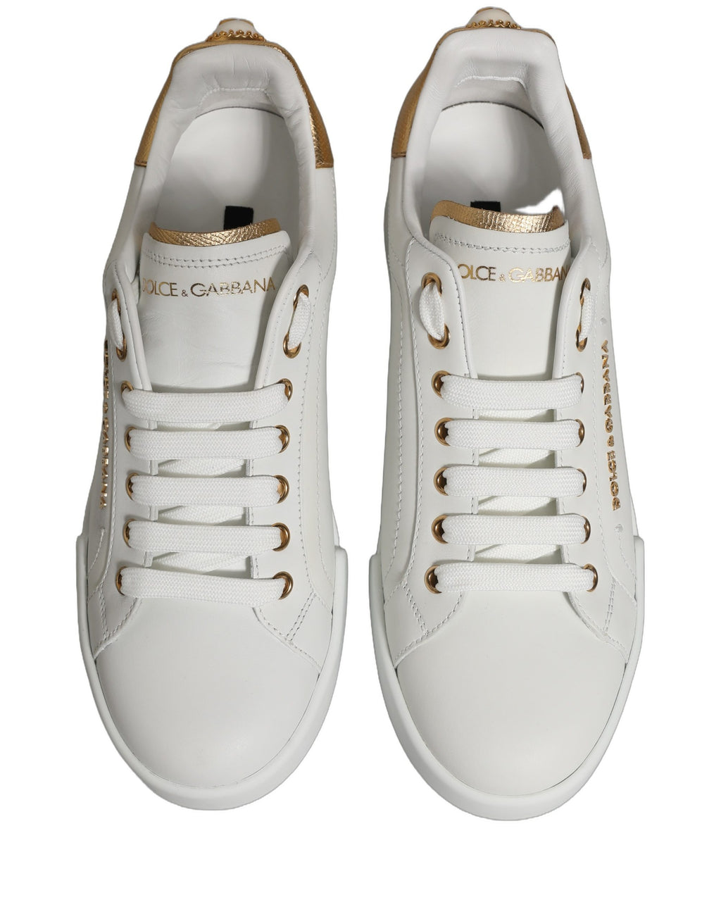 Dolce & Gabbana White Gold Embellished Low Top Sneakers Shoes