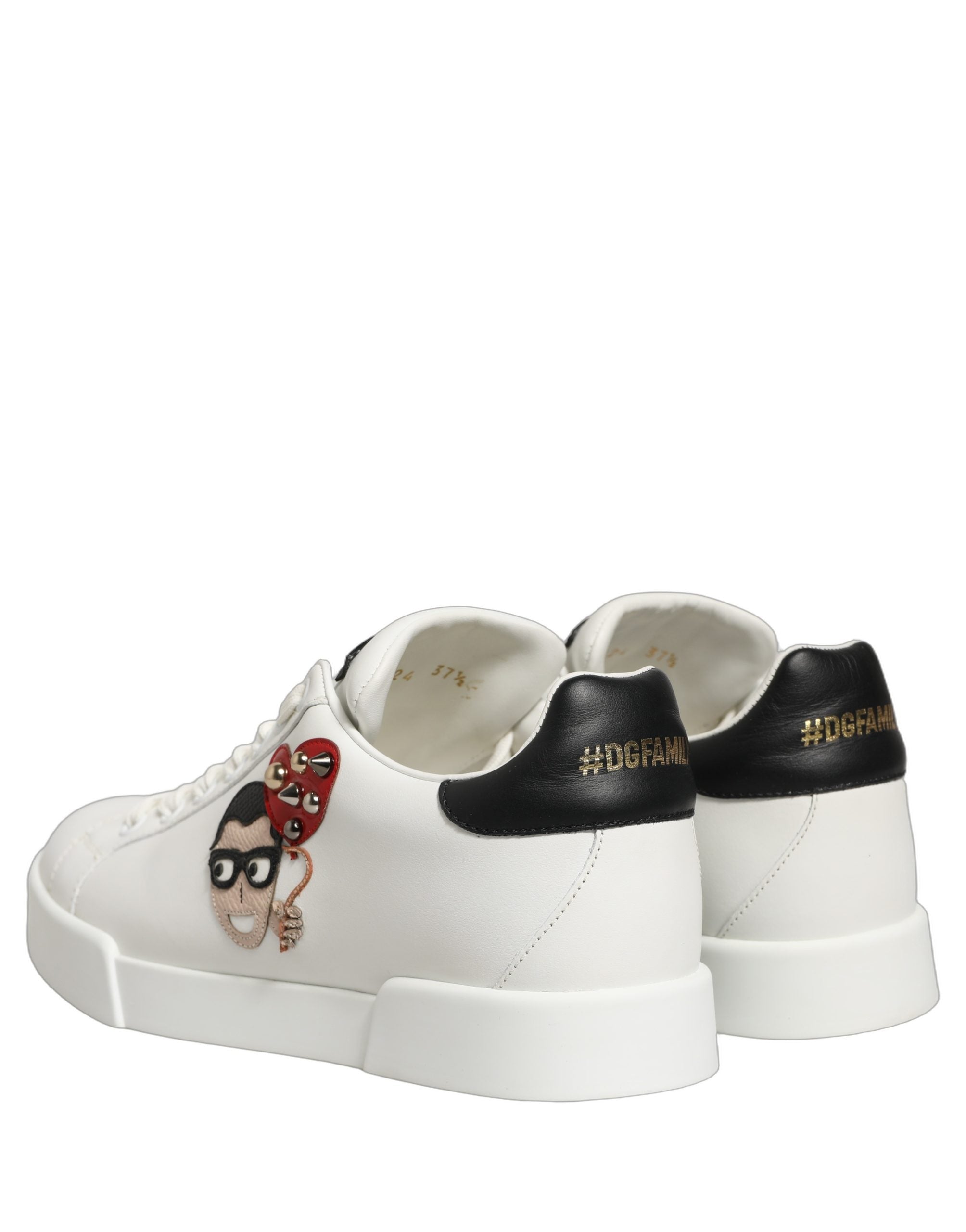 Dolce & Gabbana White Patch Calfskin Nappa Portofino Sneakers Shoes