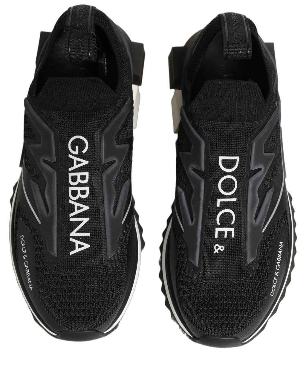 Dolce & Gabbana Black White Sorrento Slip-On Logo Sneakers Shoes