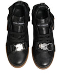 Dolce & Gabbana Black Leather Low Trainers Men Sneakers Shoes