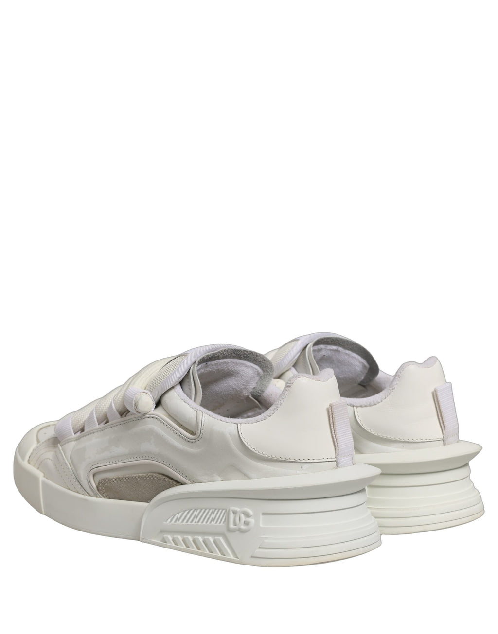 Dolce & Gabbana White Leather Portofino Space Sneakers Shoes