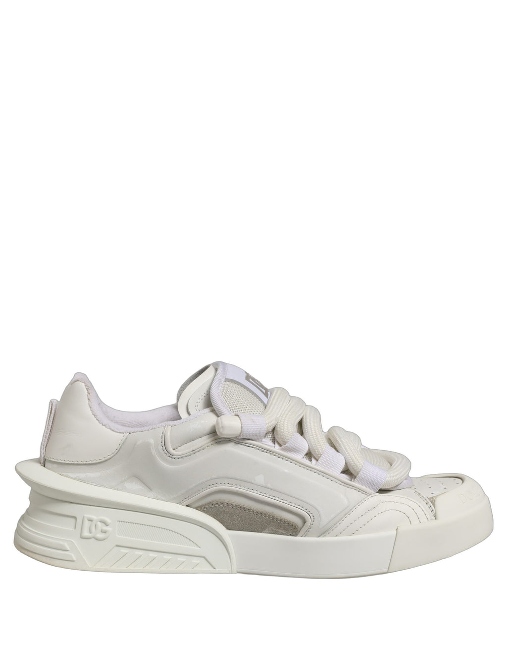 Dolce & Gabbana White Leather Portofino Space Sneakers Shoes