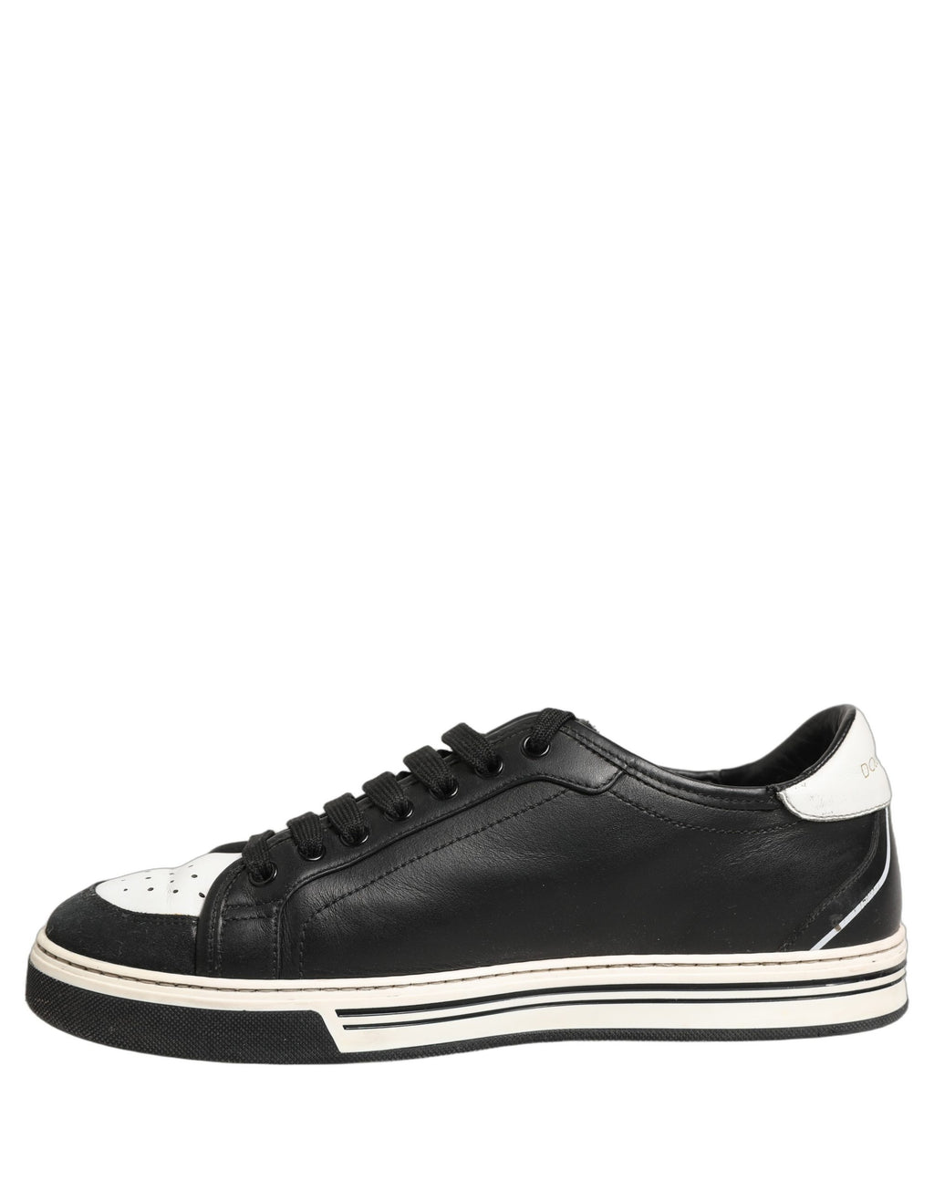 Dolce & Gabbana Black Leather Crown Milano Men Sneakers Shoes