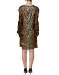 Dolce & Gabbana Brown Ocelot Print Long Sleeve Mini Dress