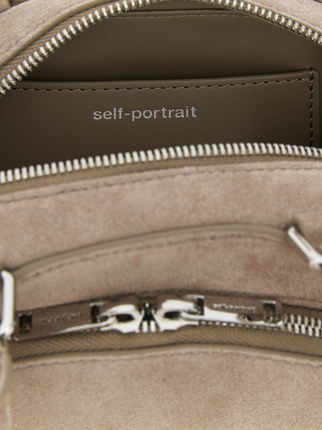 Self-Portrait Gray Lamb Leather Shoulder Bag