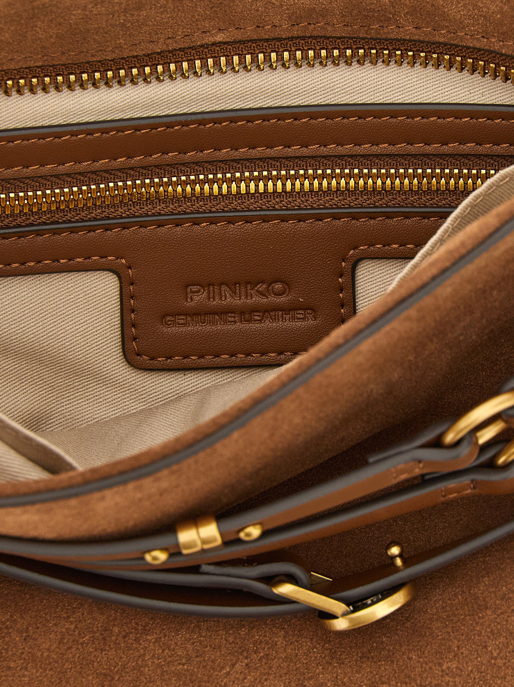 PINKO Brown Lamb Leather Shoulder Bag