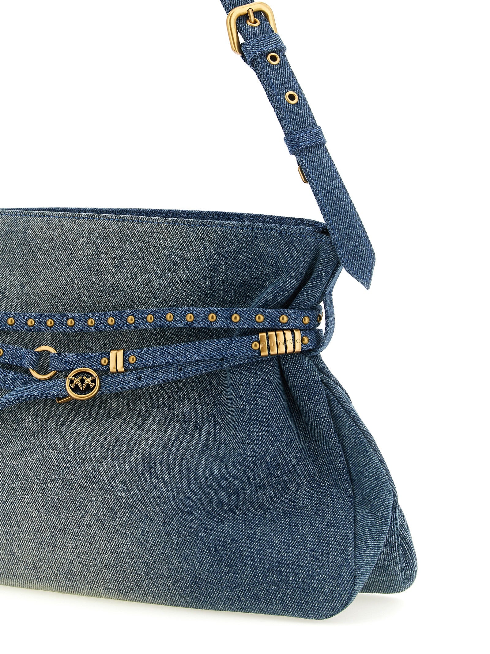 PINKO Blue Cotton Shoulder Bag