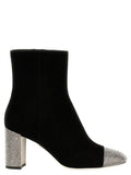 RENE CAOVILLA Black Leather Ankle Boots