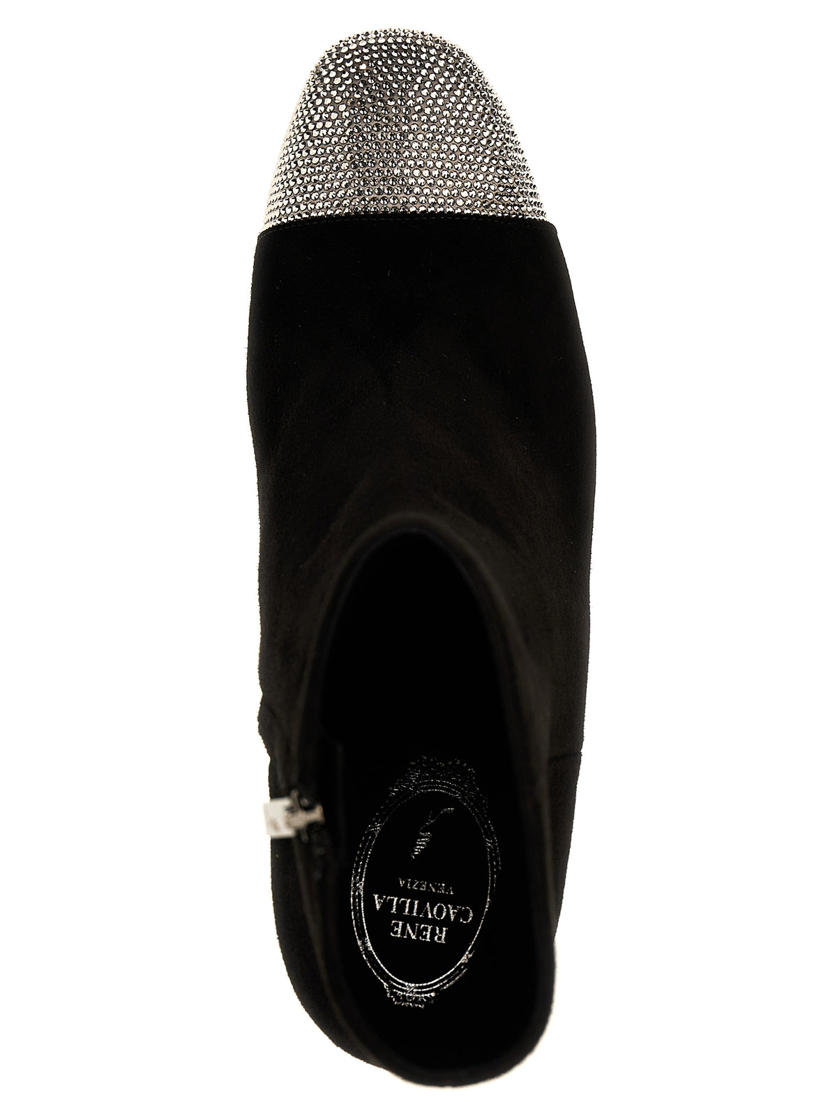 RENE CAOVILLA Black Leather Ankle Boots