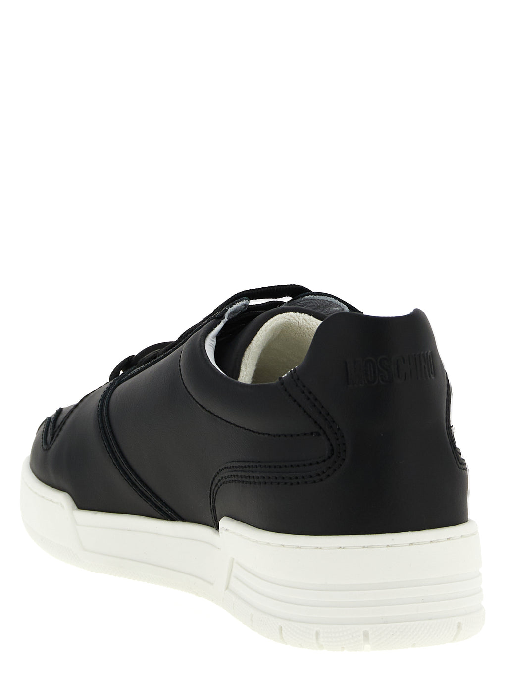 Moschino Black Leather Low Top Sneakers