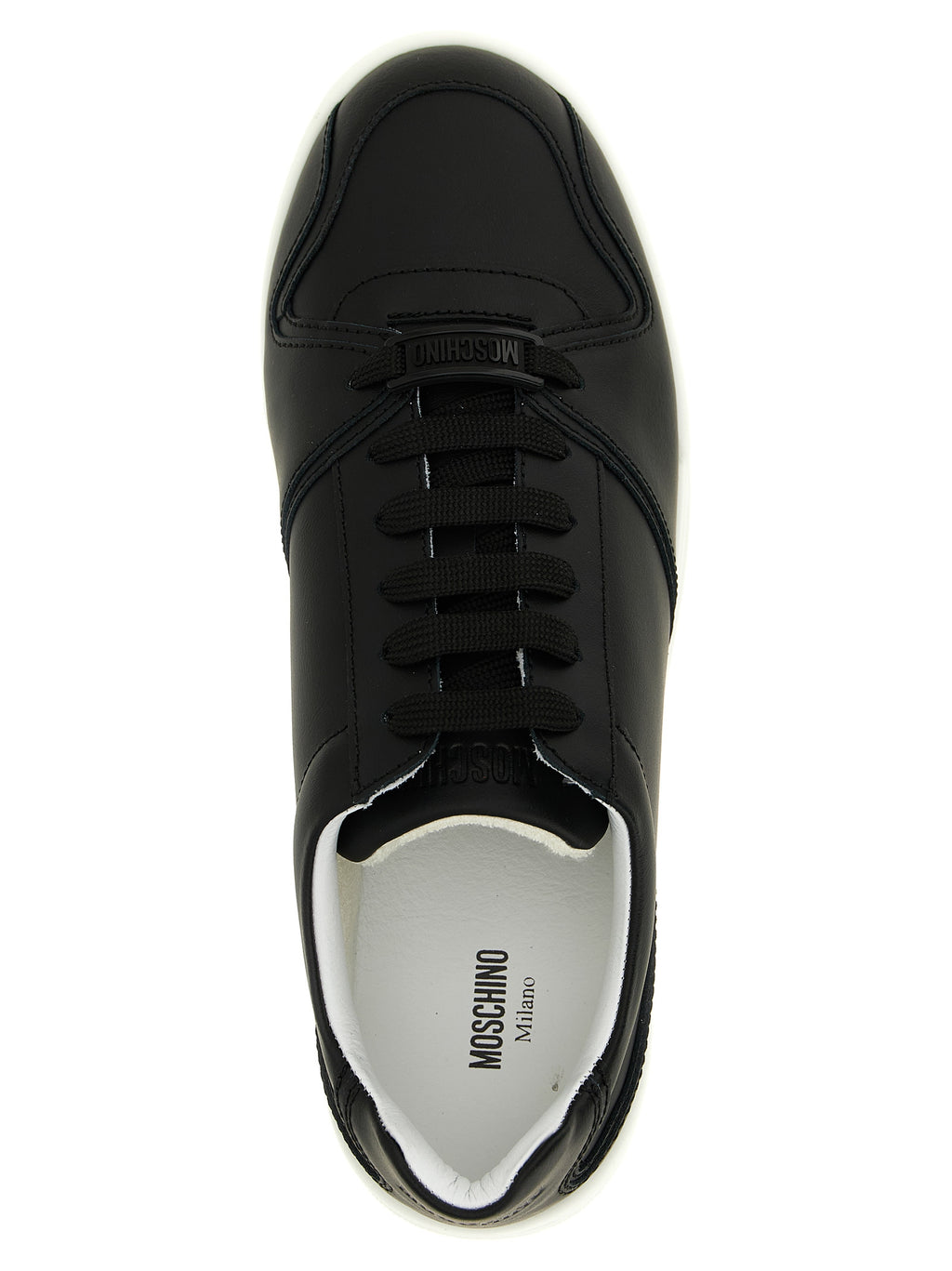 Moschino Black Leather Low Top Sneakers