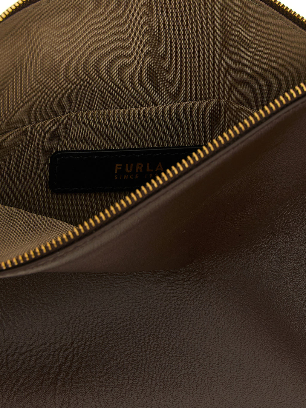 Furla Brown Lamb Leather Shoulder Bag