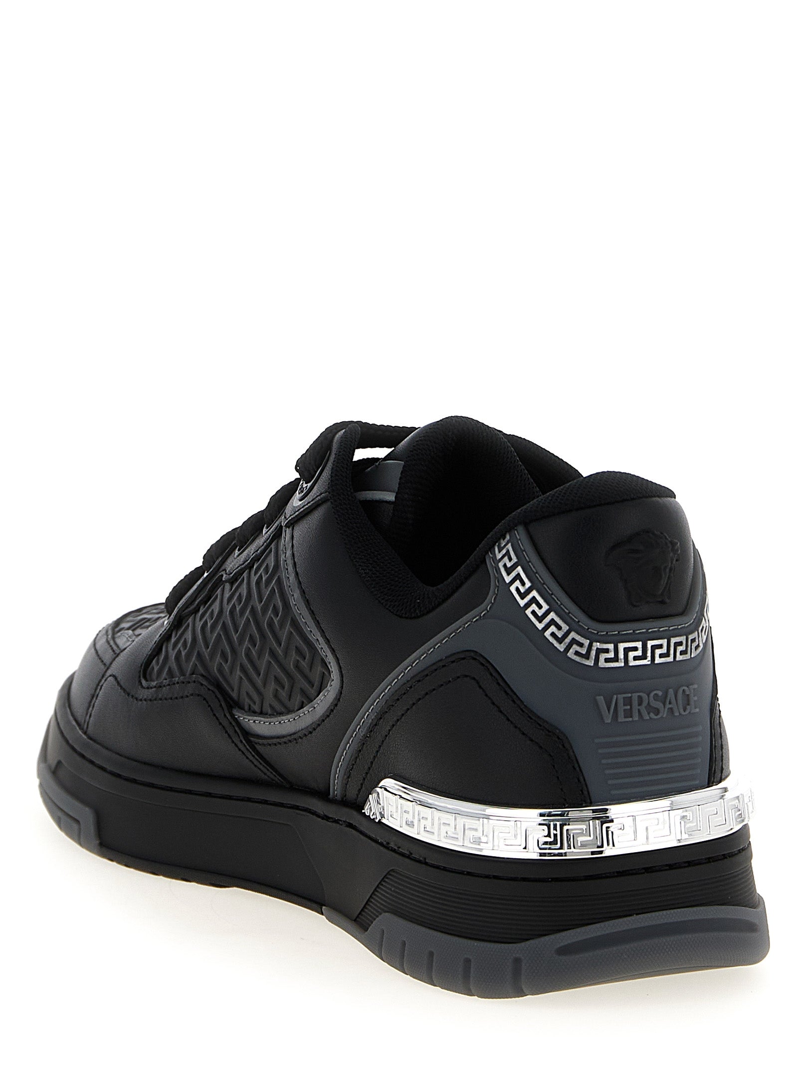 Versace Black Calfskin Athletic Sneakers