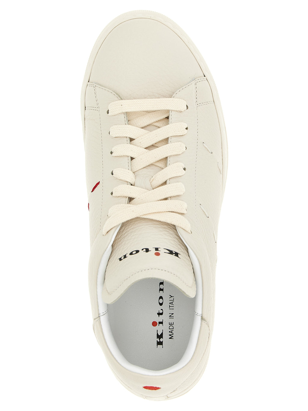 Kiton White Nubuc Leather Low Top Sneakers