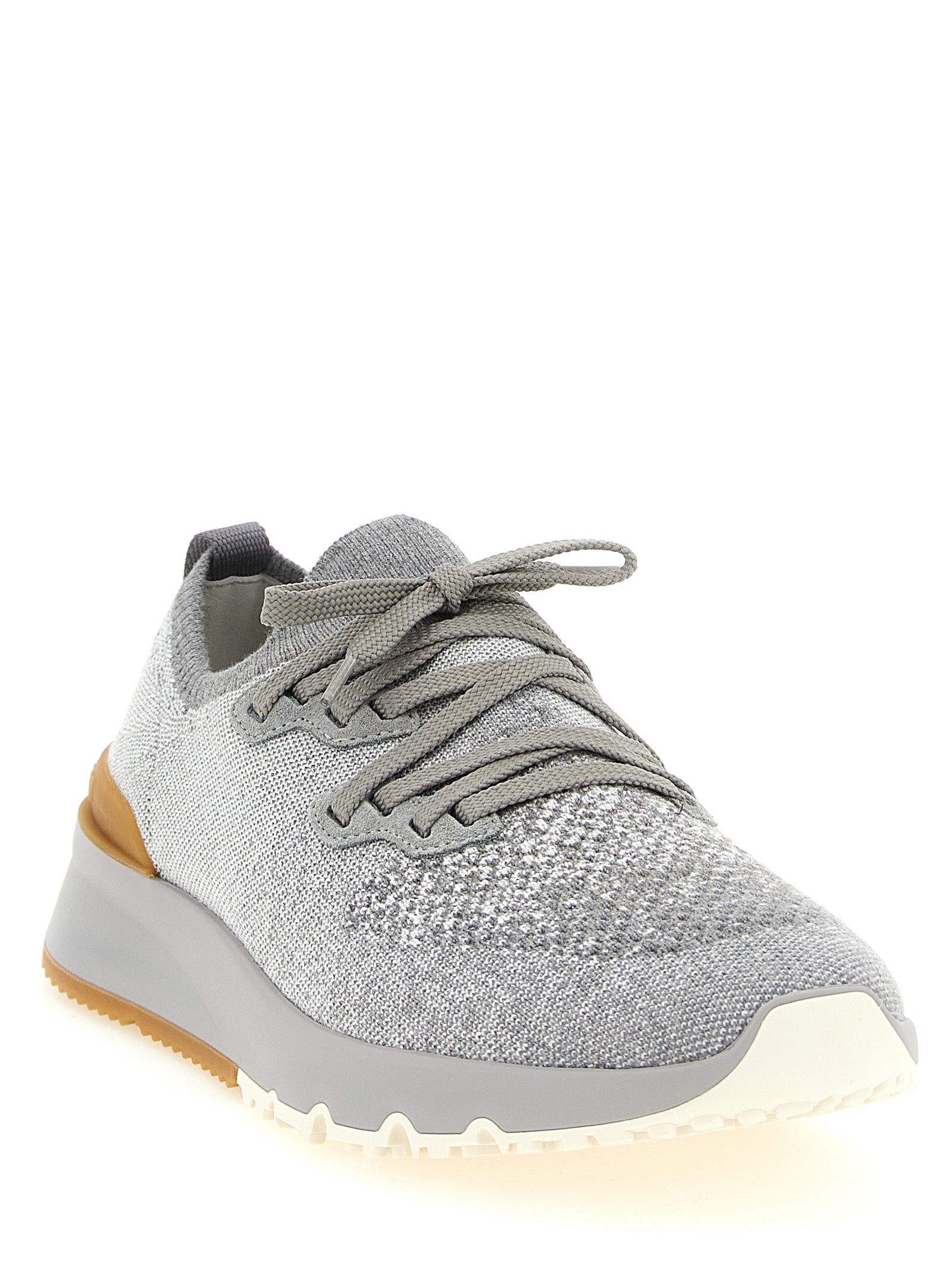 Brunello Cucinelli Gray Cotton Athletic Sneakers