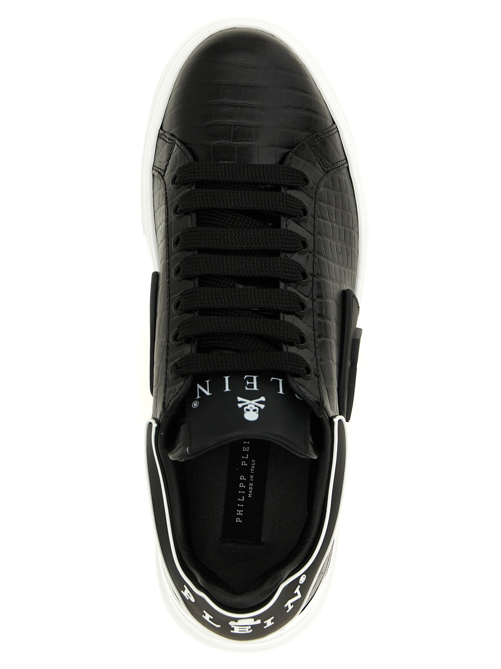 Philipp Plein Black Cowhide Low Top Sneakers