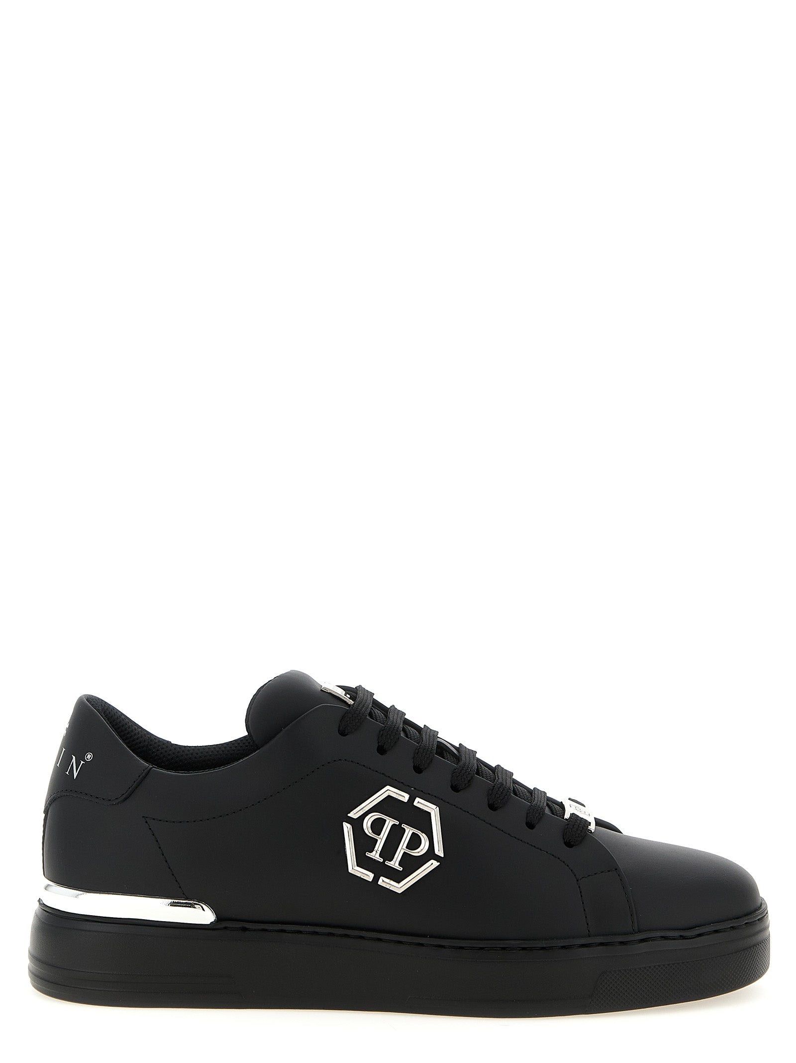 Philipp Plein Black Calfskin Low Top Sneakers