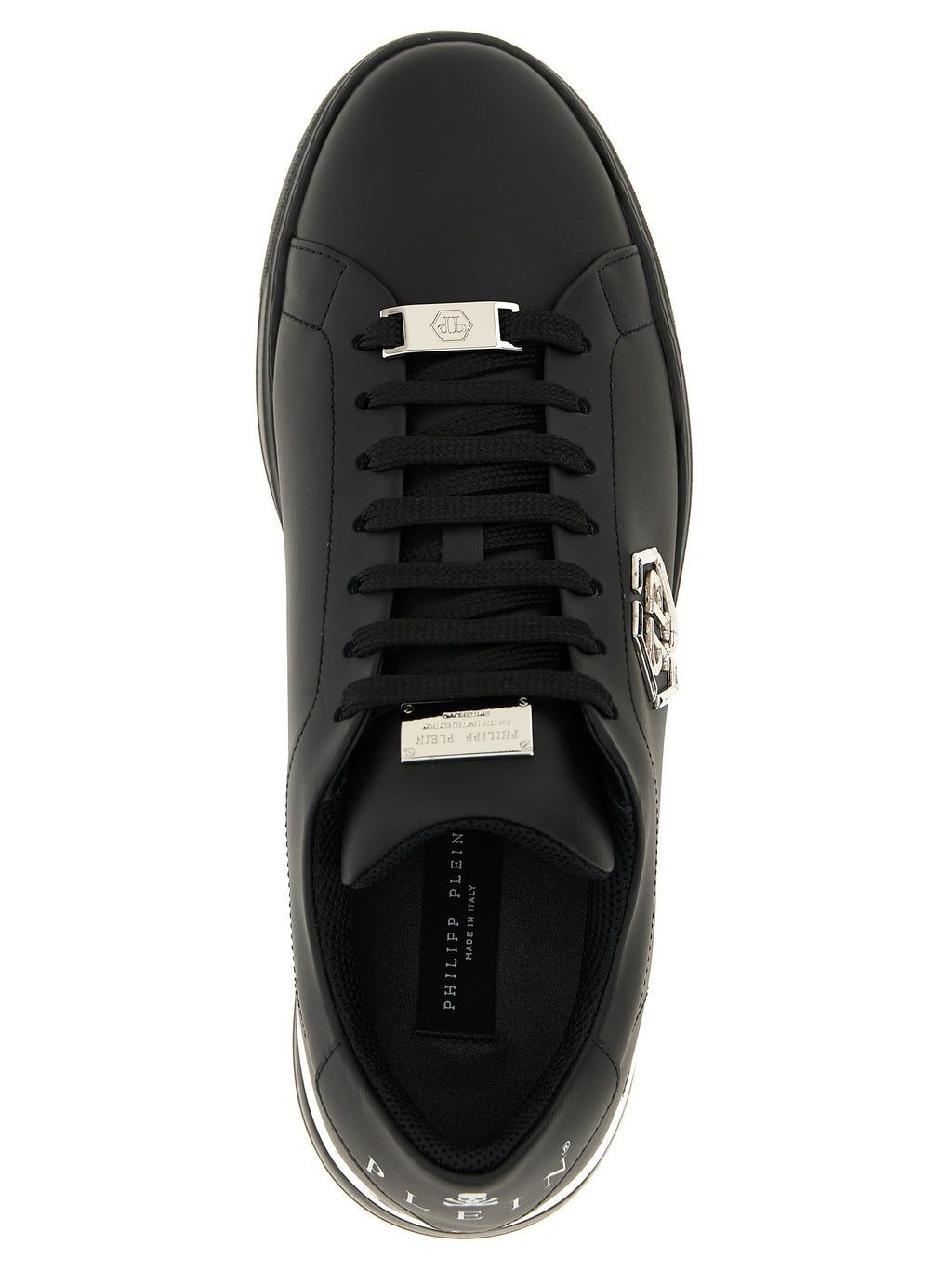 Philipp Plein Black Calfskin Low Top Sneakers