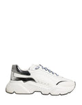 Dolce & Gabbana White Silver Daymaster Low Top Men Sneakers Shoes