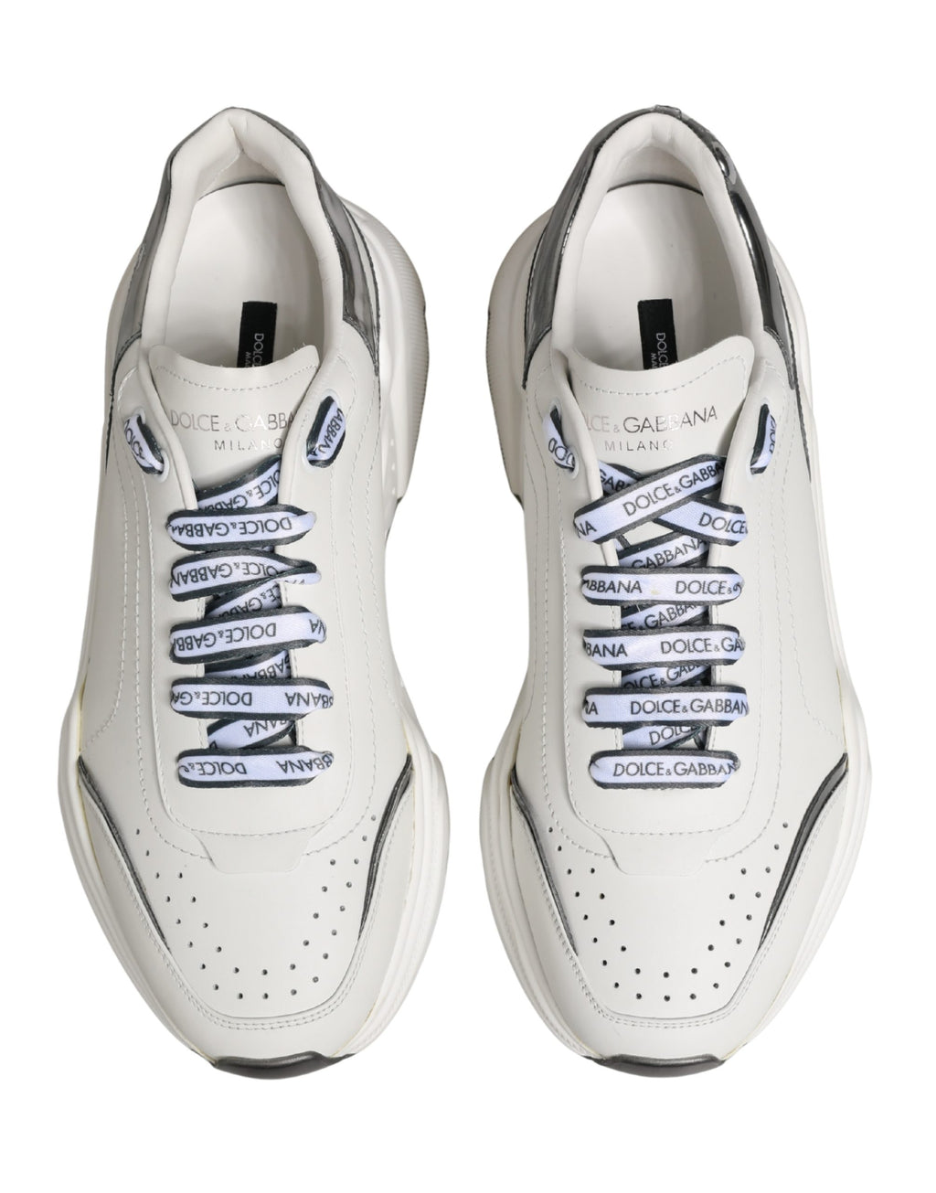 Dolce & Gabbana White Silver Daymaster Low Top Men Sneakers Shoes