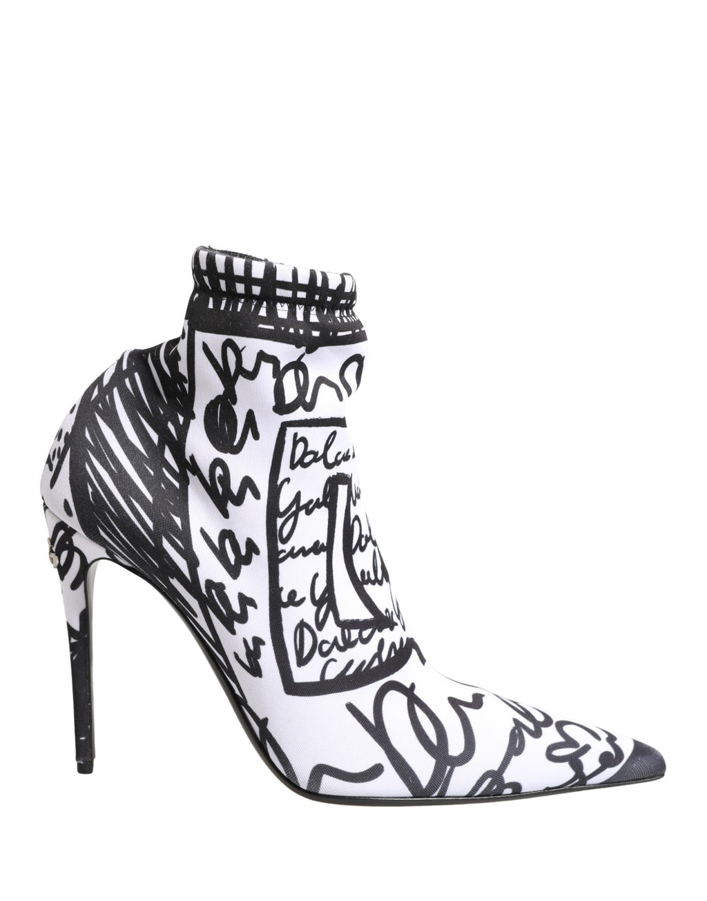 Dolce & Gabbana White Graffiti Stretch Ankle Boots Shoes