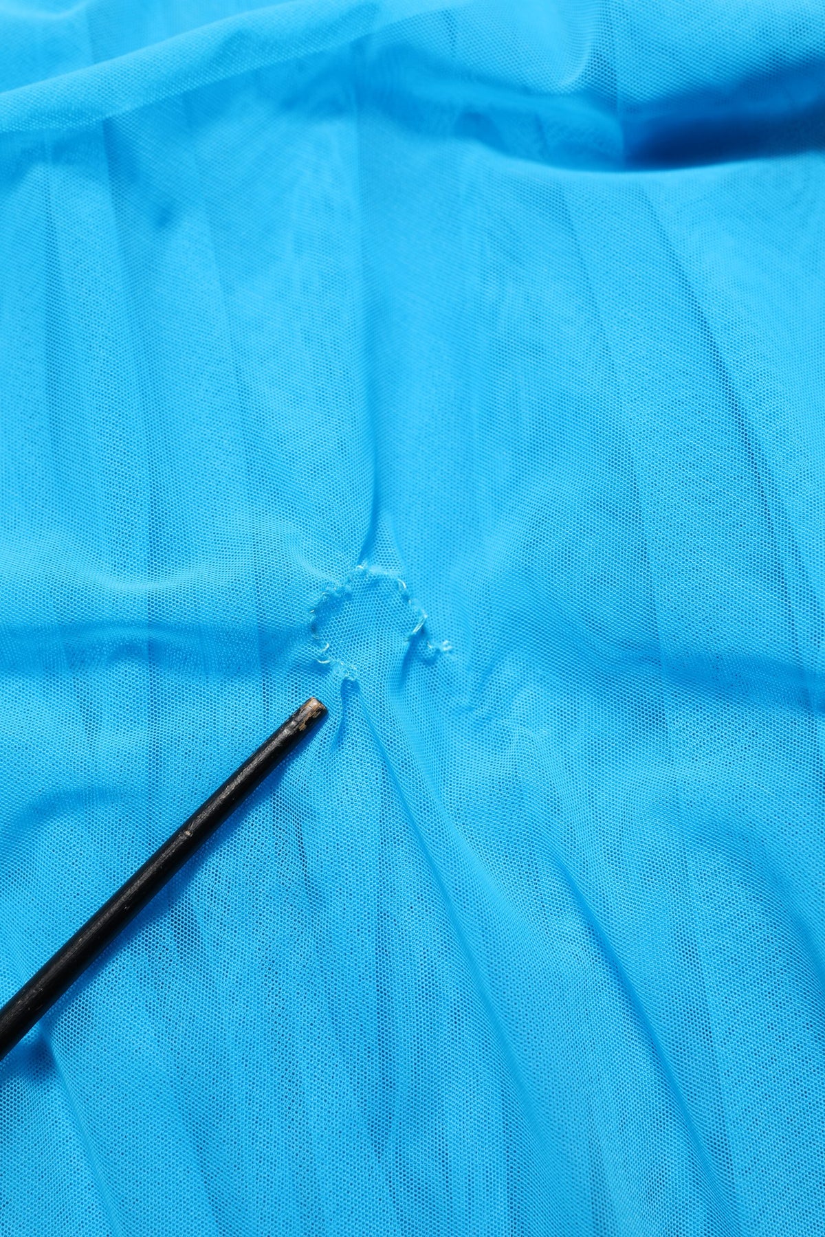 Dolce & Gabbana Blue Nylon Pleated Chiffon CutOut Gown Dress