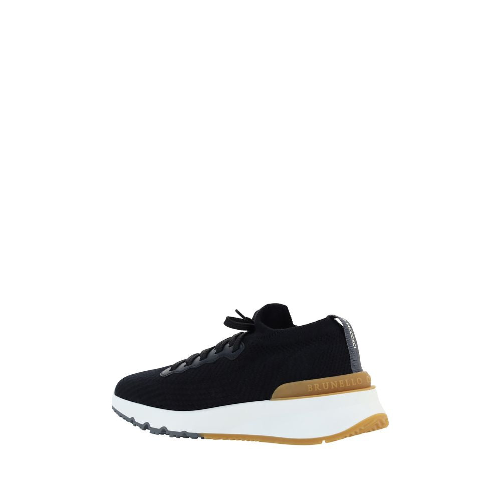 Brunello Cucinelli Black Cotton Athletic Sneakers