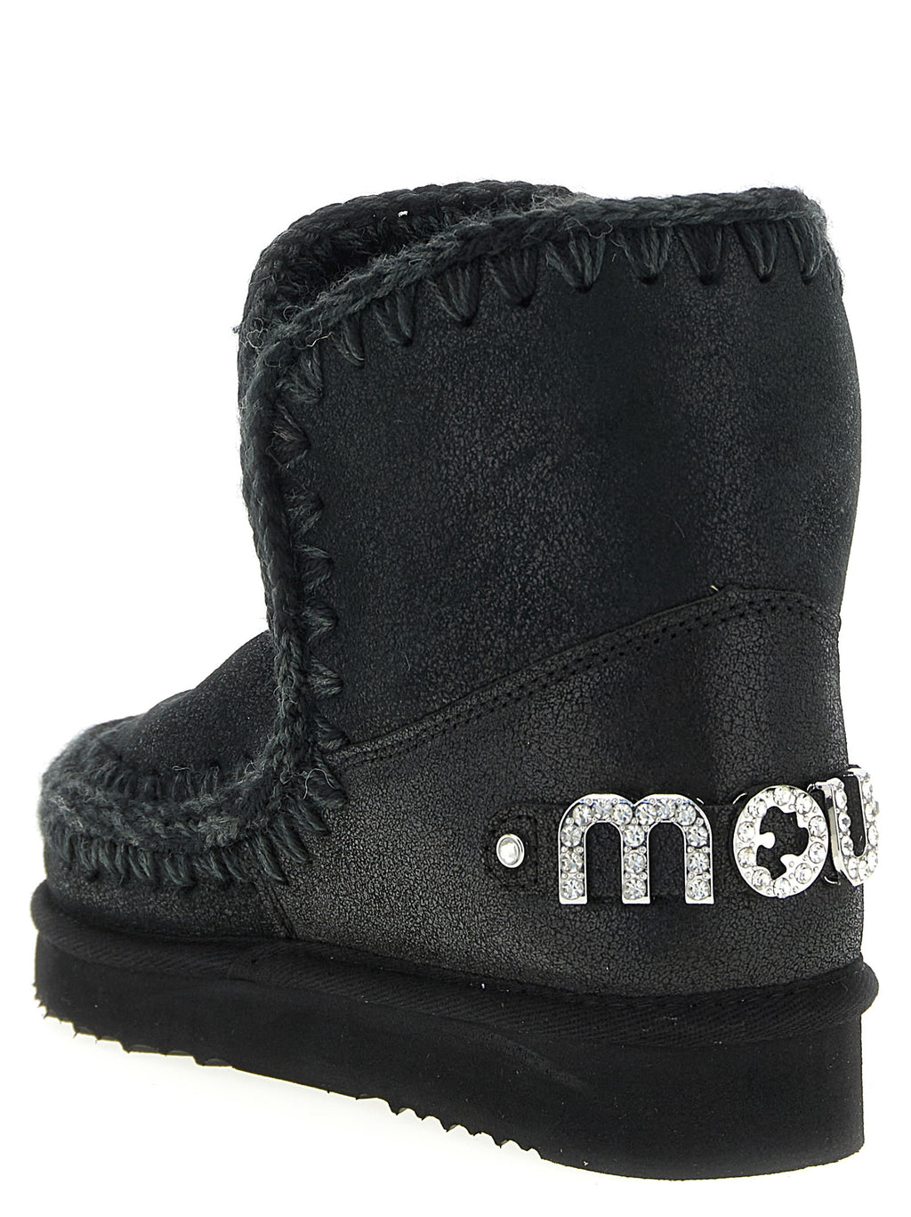 Mou Black Lamb Leather Ankle Boots