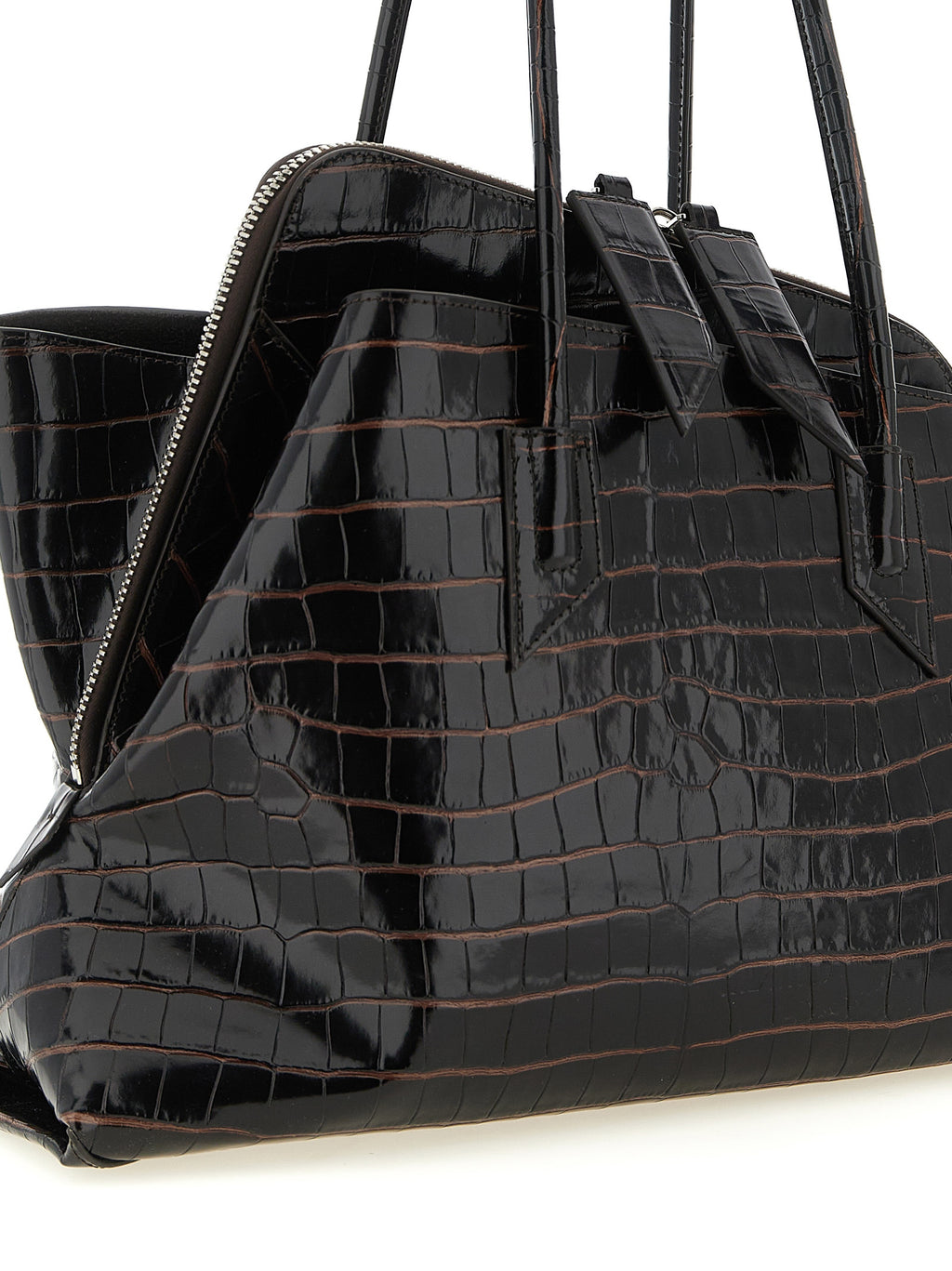 The Attico Brown Bovine Leather Shoulder Bag