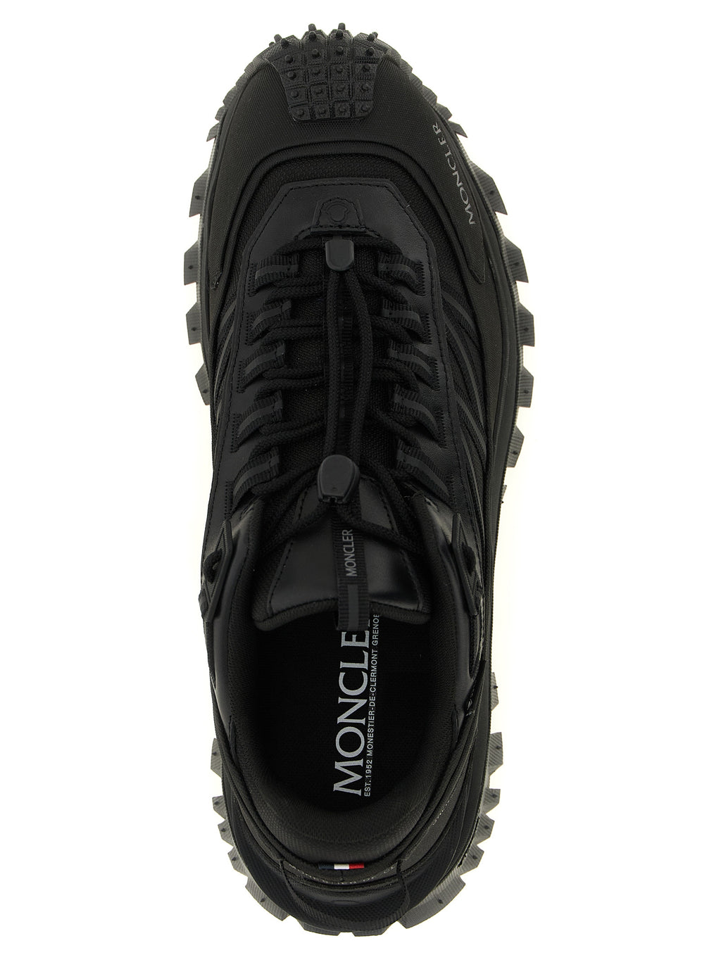 Moncler Black Leather Athletic Sneakers